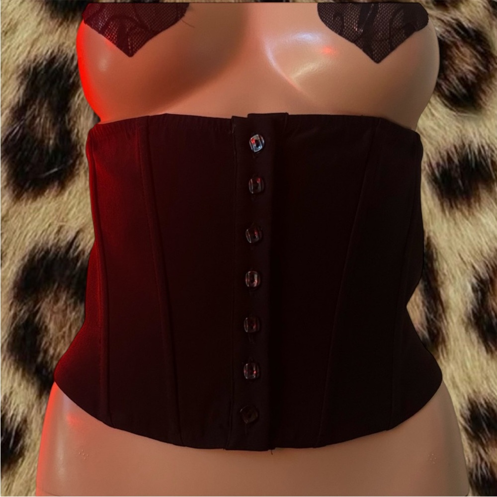 Black Front Button Corset - image 1